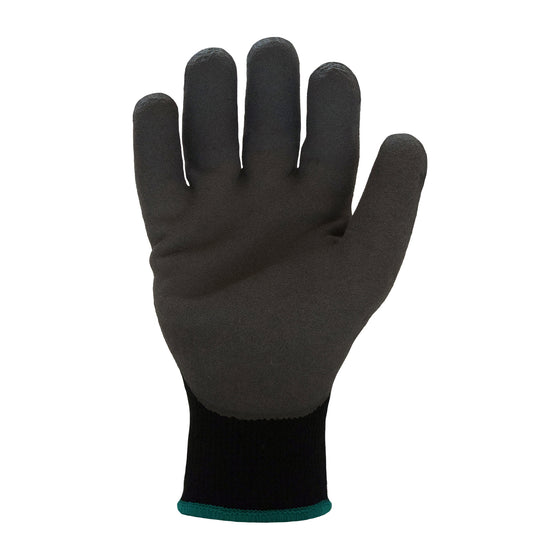 10-Gauge Seamless Black Winter Acrylic Glove with Brushed Fleece Interior and Black 3/4 Sandy-Foam Latex Coating | 27-1080