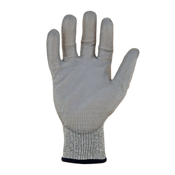18-Gauge Seamless HPPE-Blended, ANSI A4 Cut Resistant Work Gloves with a PU Palm Coating and Low-Profile TPR Knuckle/Finger Guards | BW4010