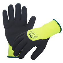  10-Gauge Seamless Lime Winter Acrylic Glove with Brushed Fleece Interior and Black 3/4 Sandy-Foam Latex Coating | 27-1070
