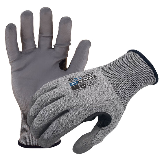 18-Gauge Seamless HPPE-Blended,  ANSI A4 Cut Resistant Work Gloves with a PU Palm Coating and Nitrile Reinforced Thumb Crotch | BW4020