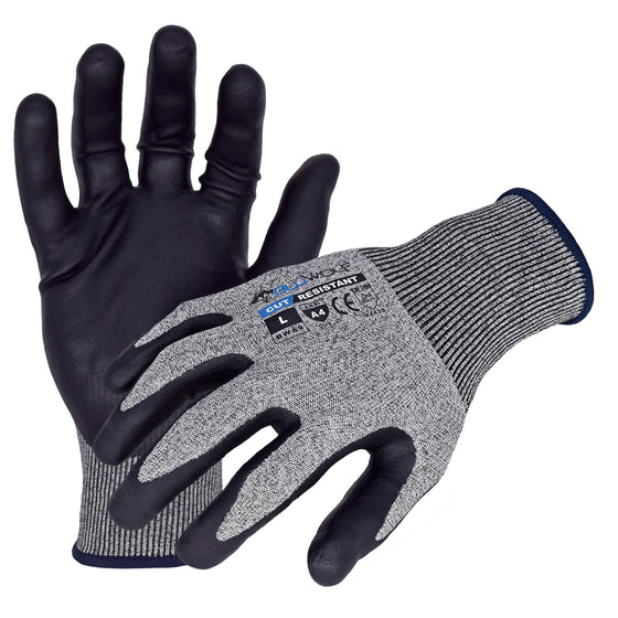 18-Gauge Seamless HPPE-Blended, ANSI A4 Cut Resistant Work Gloves with a Ultra-Foam Nitrile/PU Palm Coating | BW4060