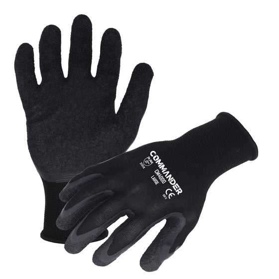 13-Gauge Seamless Black Polyester Glove with Black Crinkle-Latex Palm Coating | CM4000