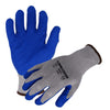 10-Gauge Seamless Gray Polyester/Cotton Blend Glove with Blue Crinkle-Latex Palm Coating | CM4020