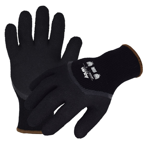 7-Gauge Seamless Black Acrylic Winter Glove with Brushed Fleece Interior and Black Foam-Latex 3/4 Coating | LW1030
