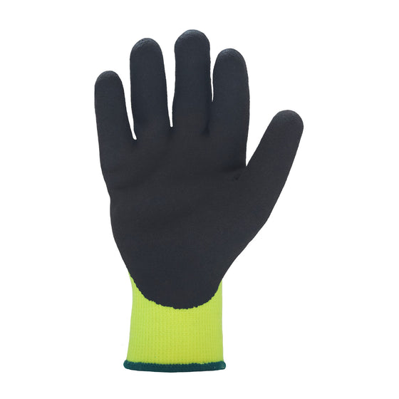 10-Gauge Seamless Lime Winter Acrylic Glove with Brushed Fleece Interior and Black 3/4 Sandy-Foam Latex Coating | 27-1070