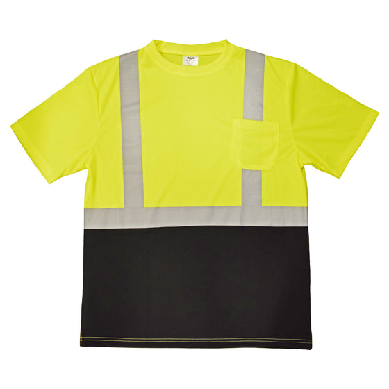 Hi-Vis, ANSI Type R, Class 2, Black Bottom, Short Sleeve T-Shirt | SSTLB